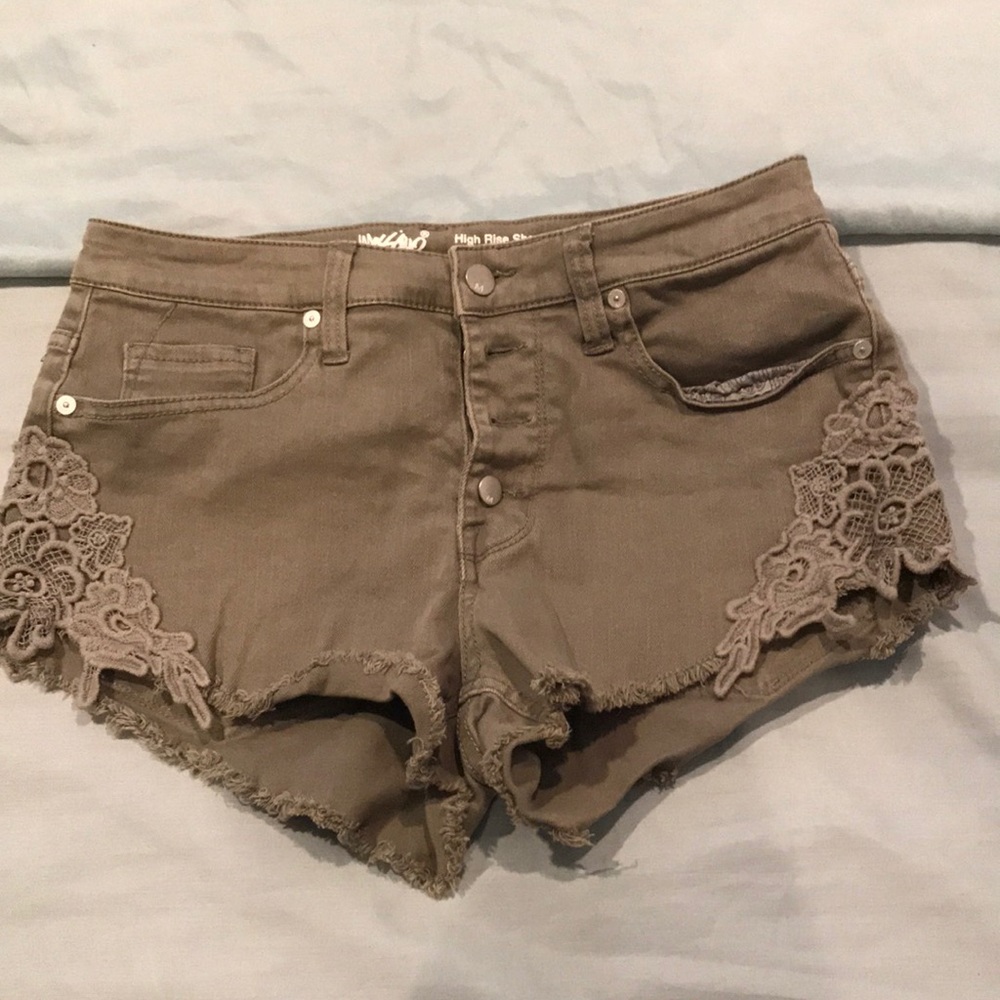 High Rise Olive Green Shorts